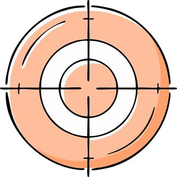 Hand Drawn Target with Crosshairs and Concentric Circles in Soft Peach Color vector
