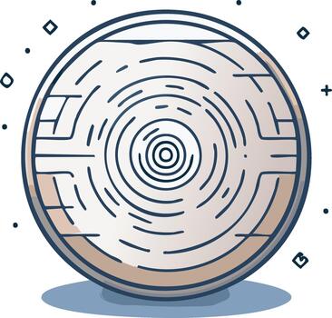 Circular maze pattern with concentric circles and geometric elements, illustration vector