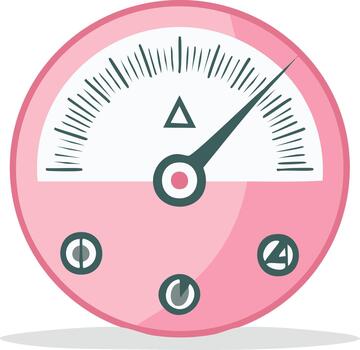 Modern pink indicator dial with triangle symbol and control panel buttons vector