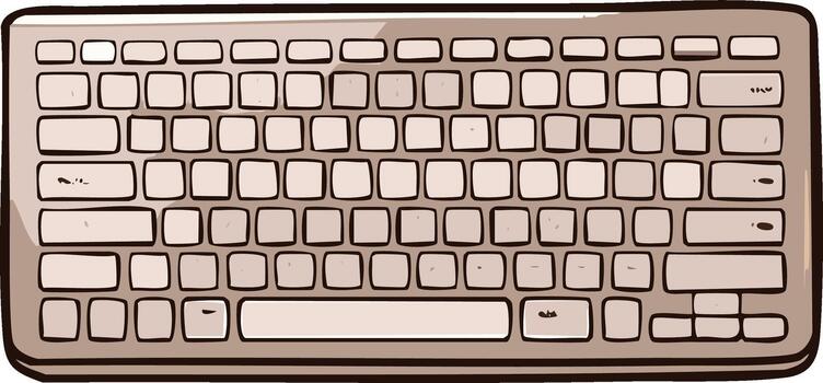 ilustración de un beige teclado con llaves para mecanografía y ingresando texto vector