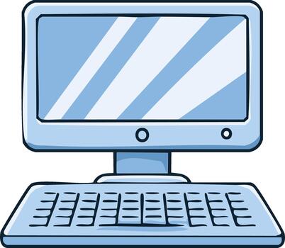 dibujos animados estilo computadora con pantalla y teclado aislado ilustración vector