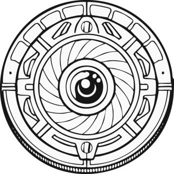 Intricate ornate circular abstract symbol with central eye and radiating patterns vector