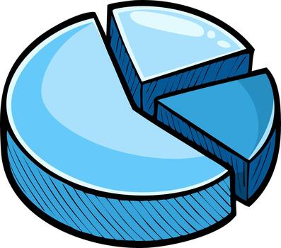 Blue 3D pie chart illustration with separated segments for business data analysis vector