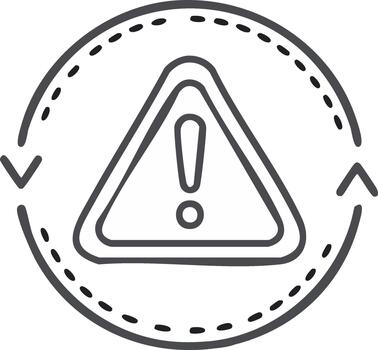 exclamación marca en triángulo con giratorio flechas, icono enfatizando peligro y precaución vector