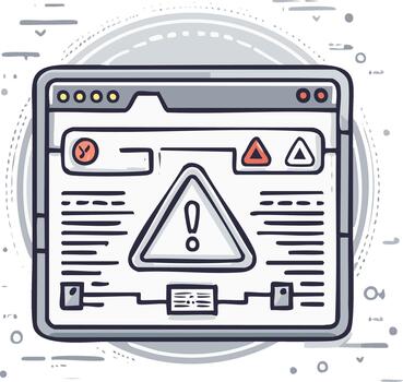Browser Window Error Message Hand Drawn Icon Digital Security Warning System Failure vector