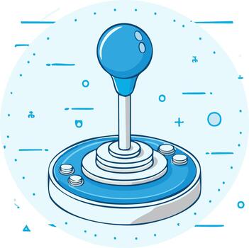 Isolated Blue Toned Joystick Controller with Simple Design Elements For Retro Gaming and Fun Illustrations vector