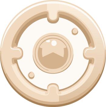 Abstract beige coin or button illustration with a circular design in the center vector