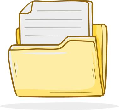 dibujos animados estilo amarillo documento carpeta con papel archivo dentro para datos organización y almacenamiento vector