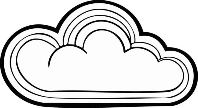 Simple outline of a cloud and rainbow with a minimalist design vector