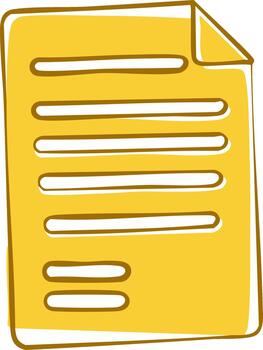 Hand Drawn Yellow Document with Text Lines and Folded Corner vector
