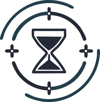 Hourglass Symbol Encapsulated by Target Sight Circular Icon Emphasizing Time Management and Precision vector