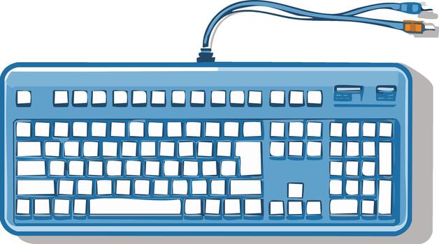 dibujos animados estilo azul teclado con enchufe ilustración de computadora entrada dispositivo vector