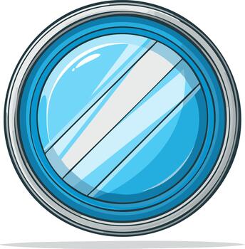 Round frame with blue filling and reflective diagonal lines, cartoon style for clean look and design projects vector