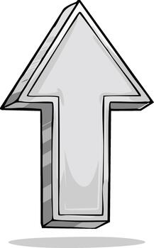 Stylized Forward Pointing Arrow Illustration with Shadow, Direction Sign, and Navigation Tool vector