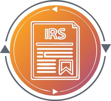 IRS tax return document icon with process arrows in a circle graphic vector