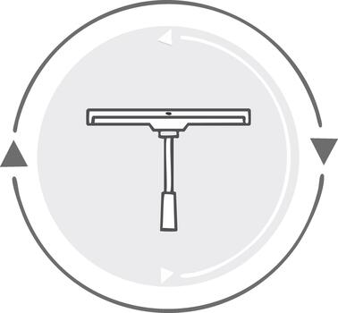 Minimalist squeegee line icon for window washing service with a circular arrow design for cyclical cleaning vector