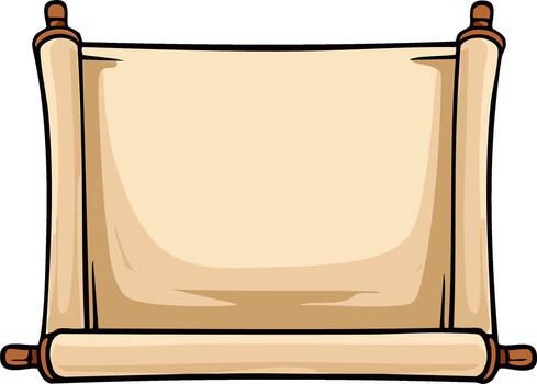 blanco estilo vintage pergamino Desplazarse con arrollado de madera manejas y vacío espacio para texto o mensaje vector