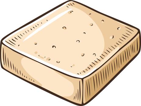 Flat square cracker with a toasted appearance and small holes vector