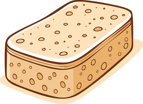 Cartoon illustration of a porous, rectangular object with a rounded top and edges vector