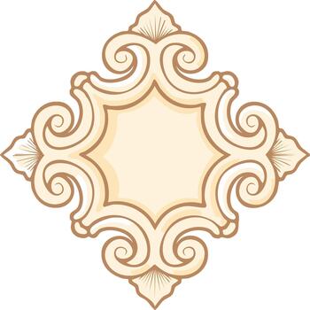 elegante ornamental marco con arremolinándose volutas y decorativo florece en un pálido neutral color paleta vector