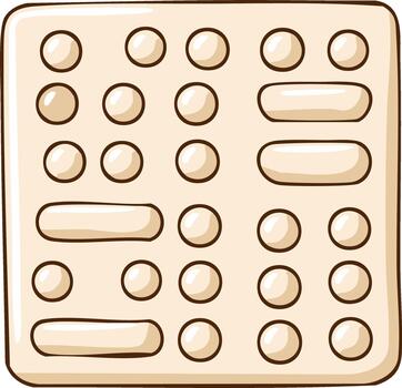 dibujos animados ilustración de un ligero marrón galleta con un cuadrícula modelo de circular y rectangular formas vector