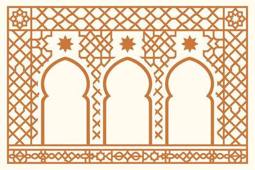 an ornate window with a lattice design vector