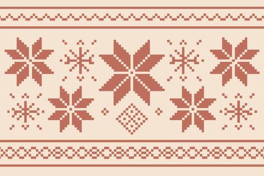 Retro Nordic Knit Pattern Illustration With Symmetrical Winter Motifs Clean Minimal Scandinavian Design Elements vector