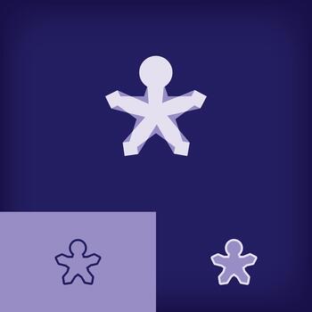 Star stick figure logo. Unique design with color gradients. Ready-to-use template for flat and linear layouts. vector