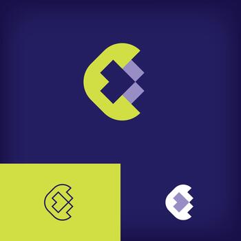 C letter forward target different logo. Unique design color gradients. Ready-to-use template for flat and linear styles. vector