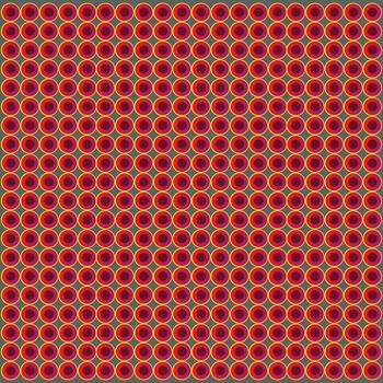 Modern abstract pattern composed of perfectly repeating concentric dark red and bright yellow circles vector