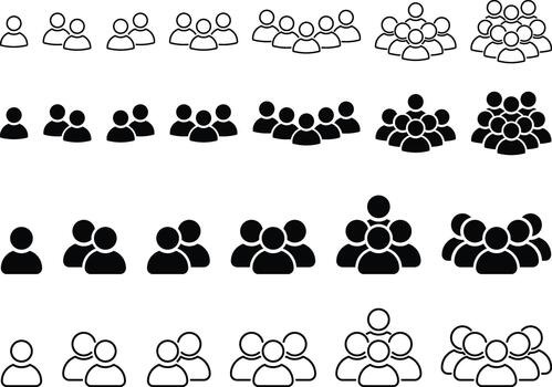 Community People Symbols. User profile symbols. User identity icon. Community member and identity signs. Social network and identity signs. Group and crowd signs. vector