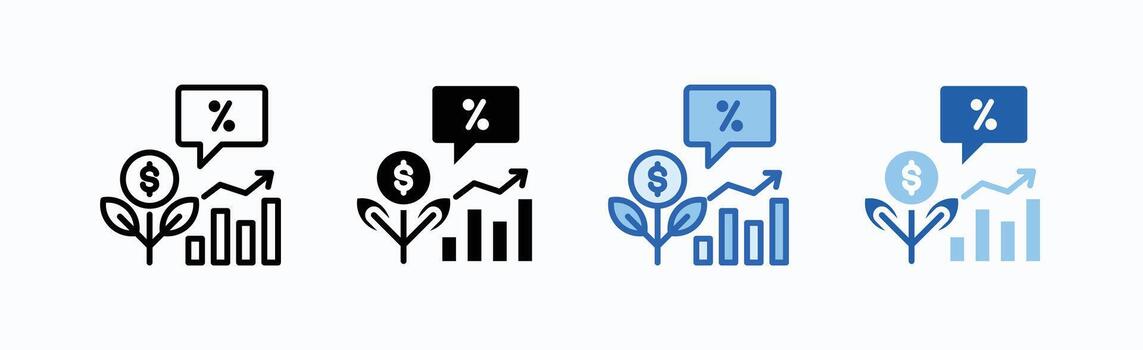 Growth Rate Icon Sheet Multiple Style vector