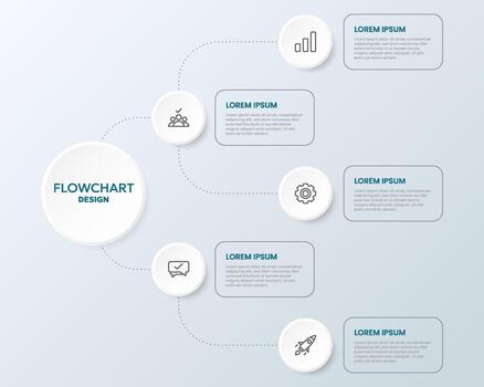 Flowchart diagram template with business icons. vector