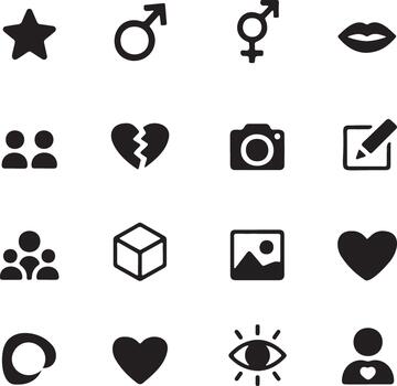 Set of mixed user interface icons in minimal style vector