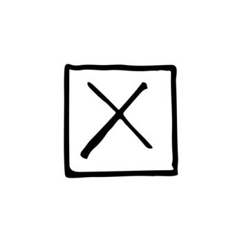 dibujado a mano caja con un grueso cruzar marca vector