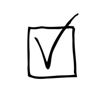 dibujado a mano caja con un grueso marca de verificación vector