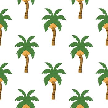 hand drawn seamless pattern of coconut trees no outline vector