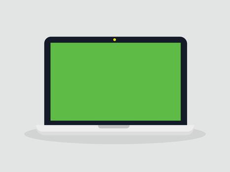 An abstract green screen laptop display flat design vector