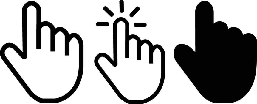 Three hand gestures with a finger pointing up vector