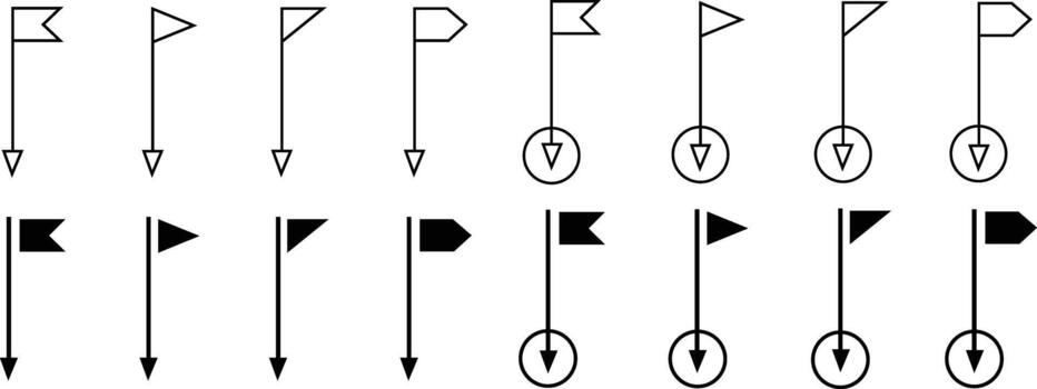 Set of Location flag pin icons. Map pin place marker. GPS location symbols in trendy flat and line styles . Premium quality symbols. signs for mobile apps and website. vector