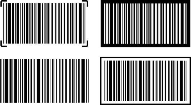 Barcode scanning icon set, bar code scan laser collection vector