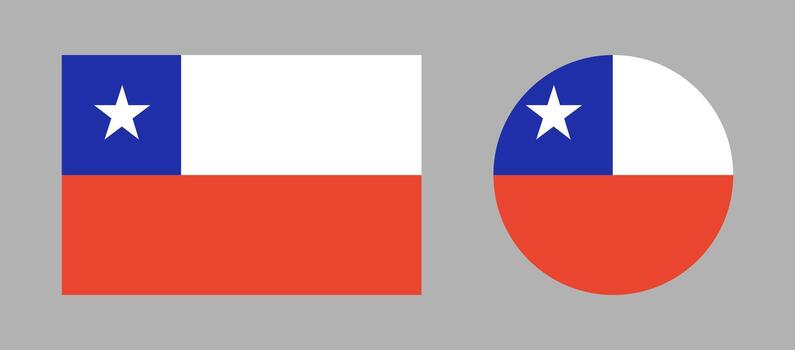 Flag of Chile. Set of National Chile flag rectangle, circle icons. Chilean round, rectangular flag buttons. vector