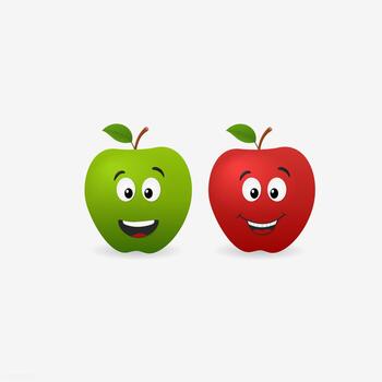 Green and red apples smiling isolated on a white background vector