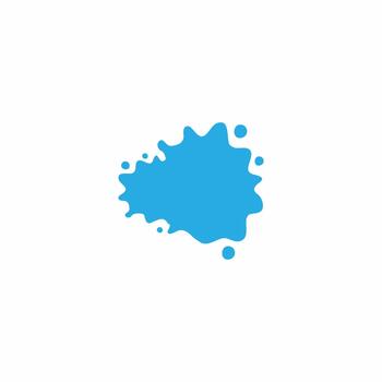 Flat style bright blue paint blob with surrounding splashes. Ideal ink stain or liquid shape graphic for modern backgrounds, creative designs, and artistic projects. Isolated on white for easy use vector