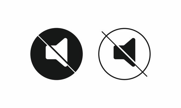 Mute speaker icon set. Volume off symbol for digital media and mobile app interface. Simple flat design vector