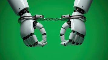 robótico manos rotura gratis desde cadenas en verde antecedentes explorador libertad y tecnología video
