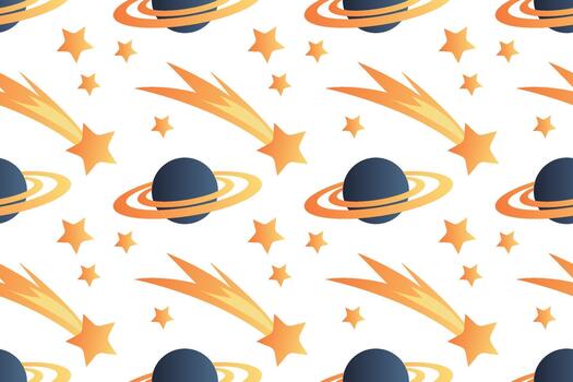 linda sin costura modelo con planetas y estrellas. dibujado a mano ilustración. escena constructor, elemento recopilación. plano diseño. vector