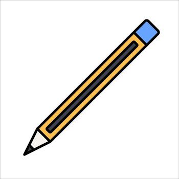 Pencil Flat design style drawing tool symbolizing sketching ideal for concept visuals and planning materials. vector