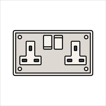 Electrical Outlet Panel Flat design style wall socket symbolizing power access ideal for interior layouts and building plans. vector