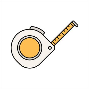 Tape Measure Flat design style retractable ruler symbolizing measurement ideal for carpentry construction and design workflows. vector